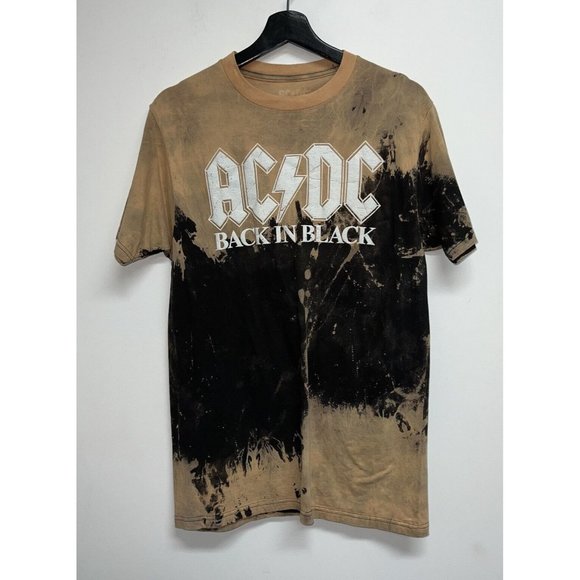 AC DC Other - AC DC Rock Band T-shirt Bleach Tie Dye Mens Size M Back In Black Graphic Tee